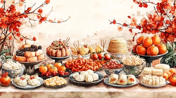 年节美食水彩画