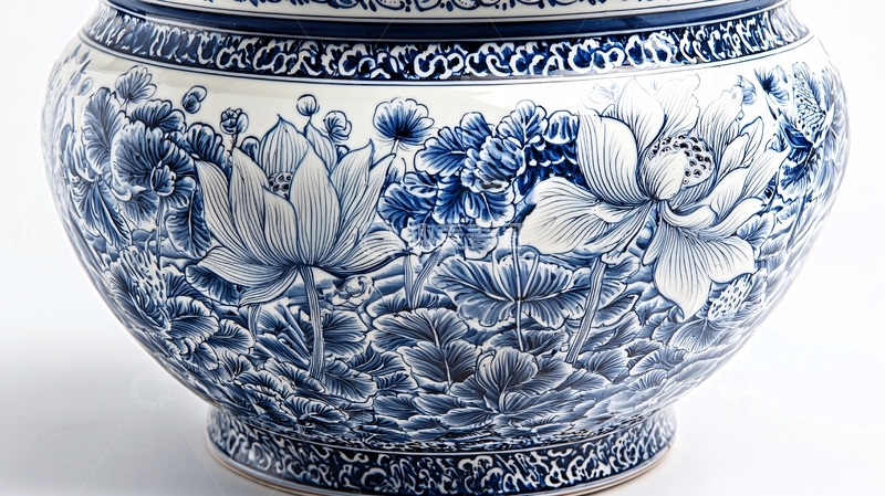 高清大图下载【趣麦麦图】青花瓷花盆