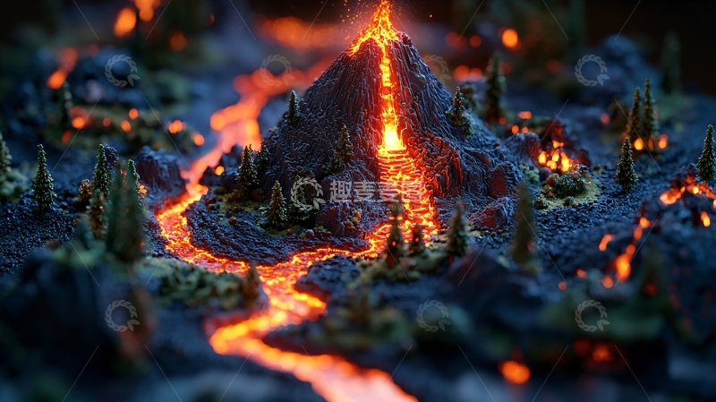 高清大图下载【趣麦麦图】火山喷发景观