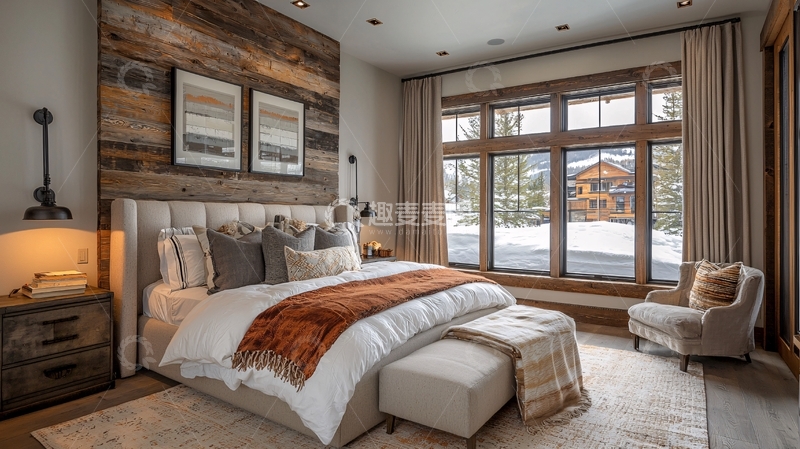 高清大图下载【趣麦麦图】原木卧室8