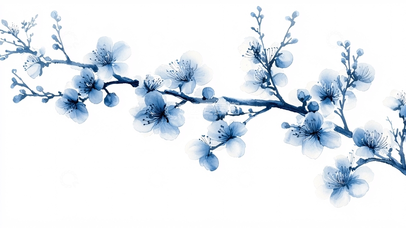 高清大图下载【趣麦麦图】水墨蓝梅