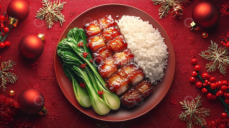 高清大图下载【趣麦麦图】圣诞节红烧肉饭