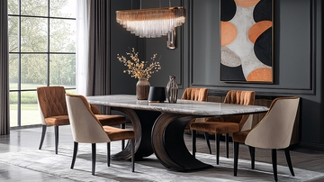 现代轻奢大理石餐桌