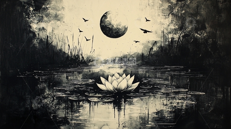 高清大图下载【趣麦麦图】黑白水墨画