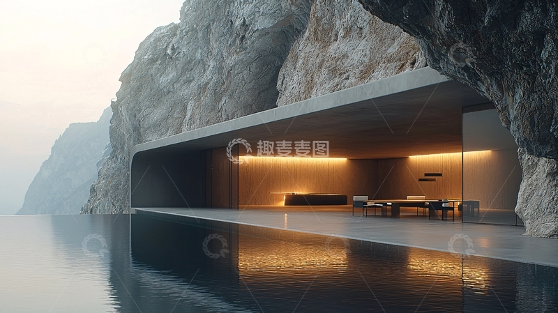 高清大图下载【趣麦麦图】悬崖边现代简约住宅