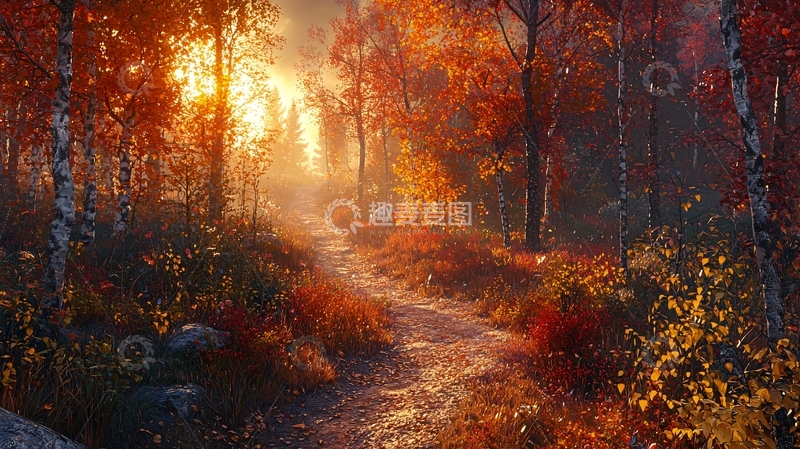 高清大图下载【趣麦麦图】秋日森林小路