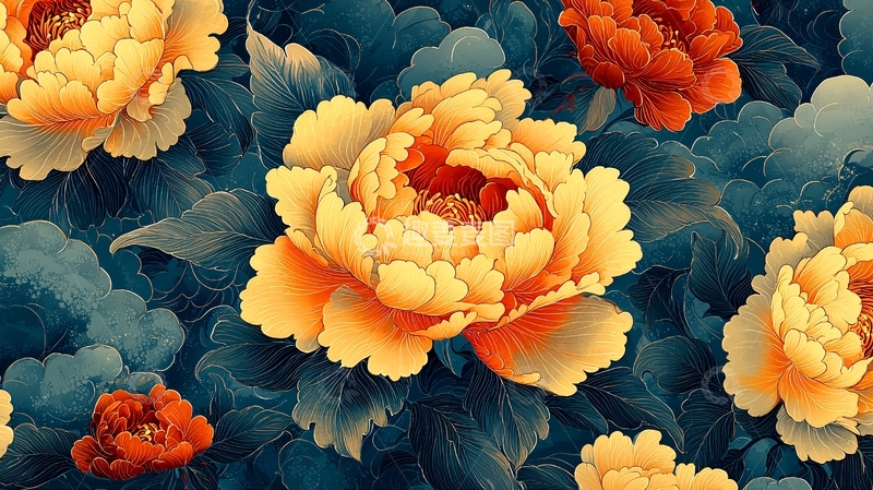 高清大图下载【趣麦麦图】水墨牡丹