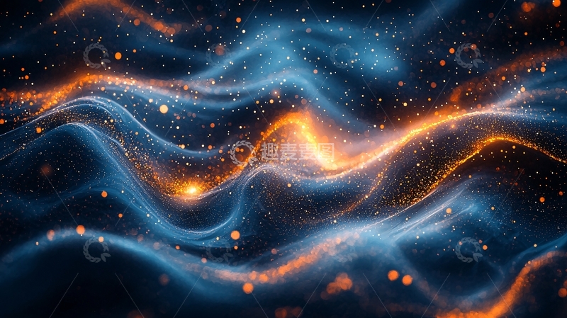 高清大图下载【趣麦麦图】蓝色橙色能量波浪