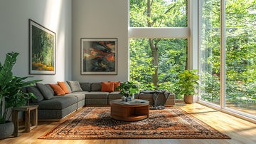 明亮落地窗现代客厅