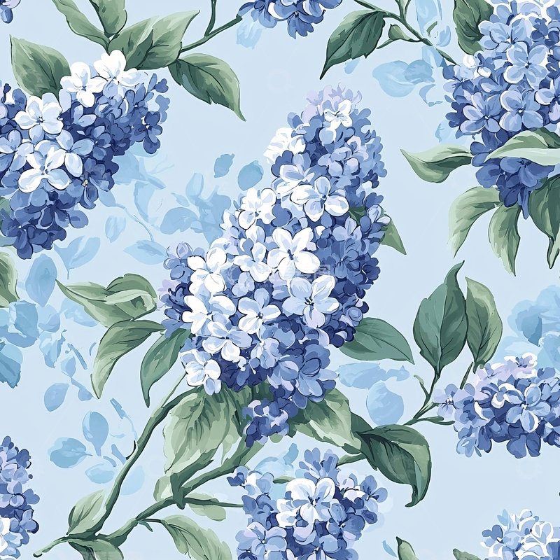 高清大图下载【趣麦麦图】蓝紫色丁香花卉图案