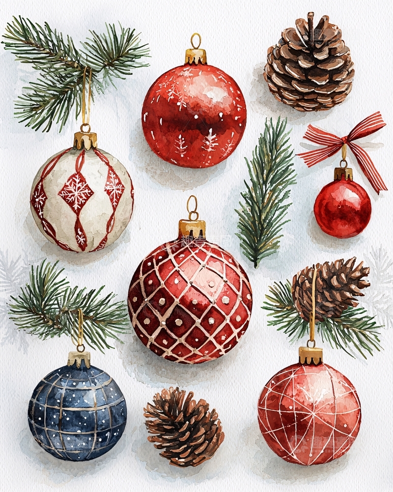 高清大图下载【趣麦麦图】水彩手绘圣诞元素