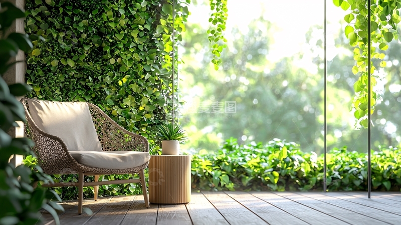 高清大图下载【趣麦麦图】绿植环绕的户外休闲空间