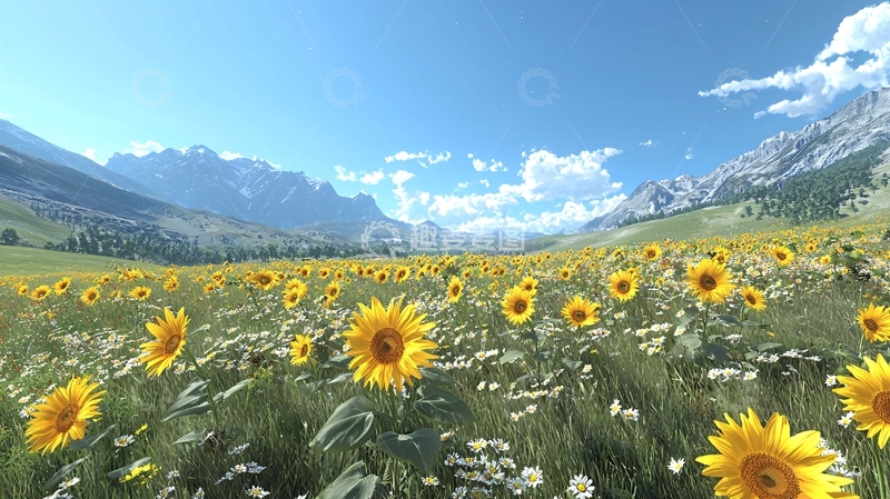 高清大图下载【趣麦麦图】向日葵花田