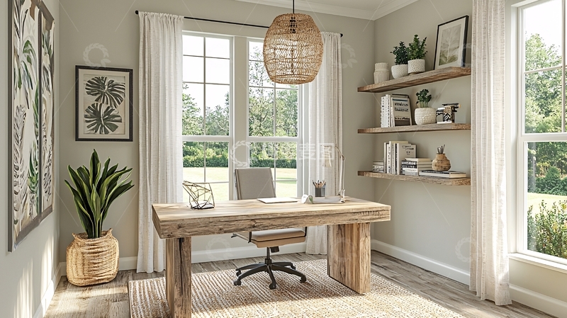 高清大图下载【趣麦麦图】简约舒适居家办公空间