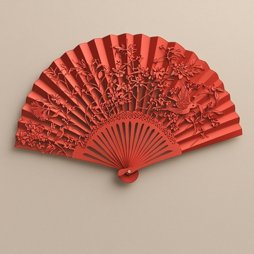 红色雕花扇子