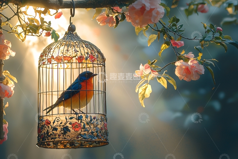 高清大图下载【趣麦麦图】笼中鸟