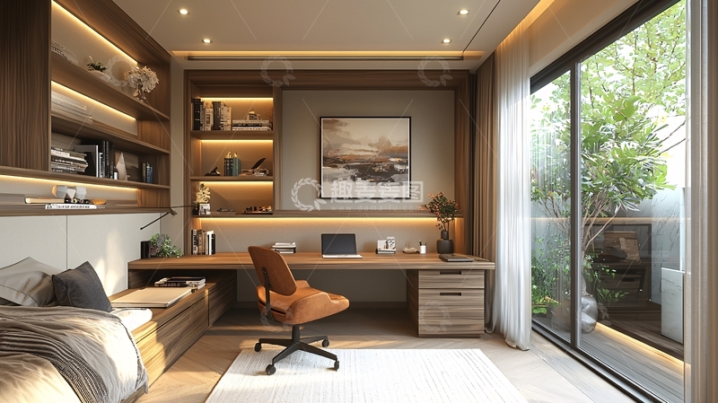 高清大图下载【趣麦麦图】现代简约书房设计