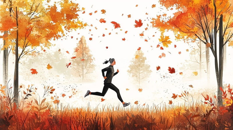 高清大图下载【趣麦麦图】秋季跑步