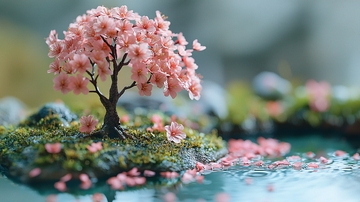 微型盆景樱花树