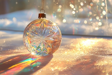 阳光下的水晶圣诞球