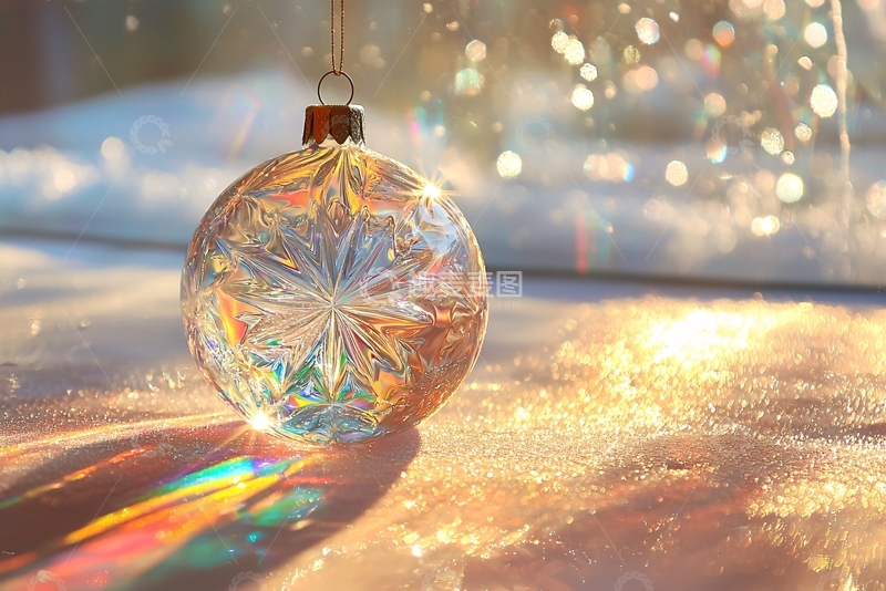 高清大图下载【趣麦麦图】阳光下的水晶圣诞球