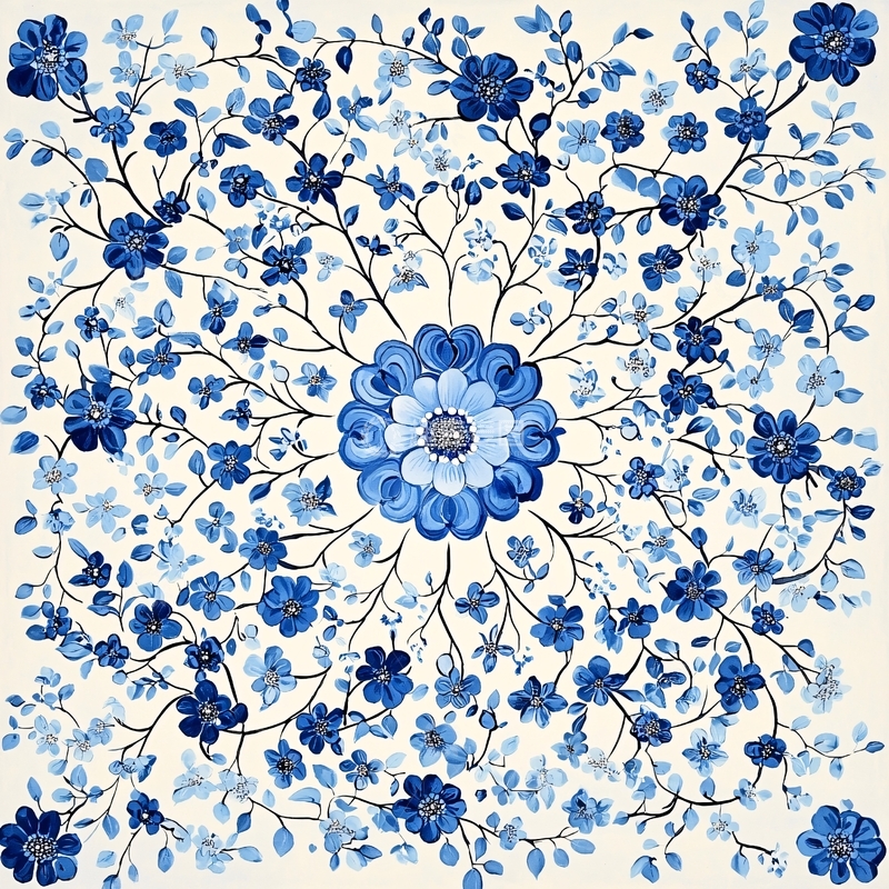 高清大图下载【趣麦麦图】蓝色花卉图案
