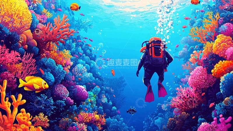 高清大图下载【趣麦麦图】潜水员