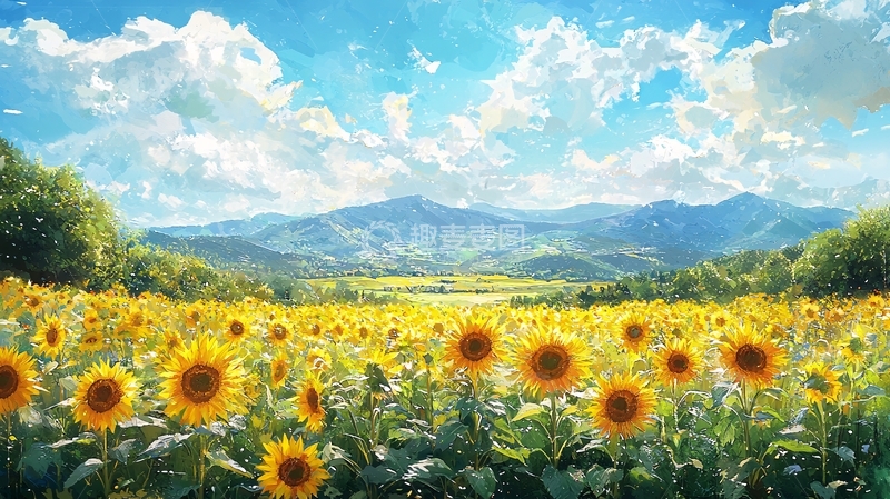 高清大图下载【趣麦麦图】向日葵田