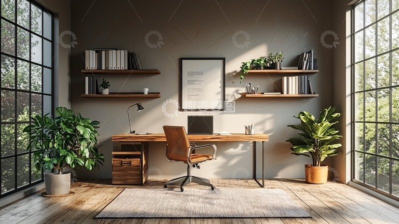 高清大图下载【趣麦麦图】极简风格家居书房