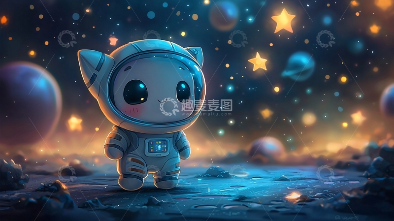 高清大图下载【趣麦麦图】太空宇航员卡通