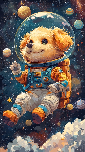 太空宇航员狗狗