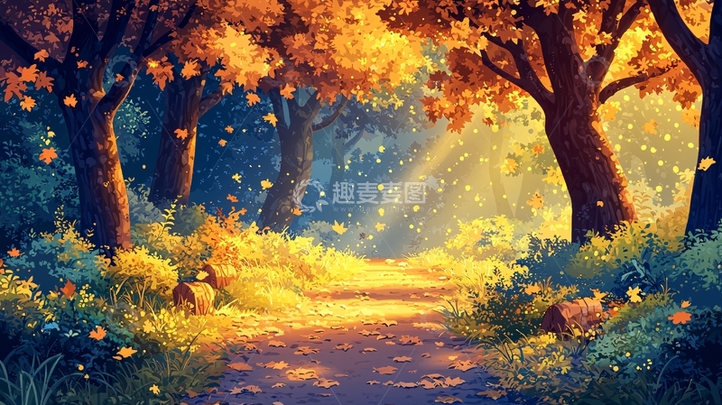 高清大图下载【趣麦麦图】秋日森林小路