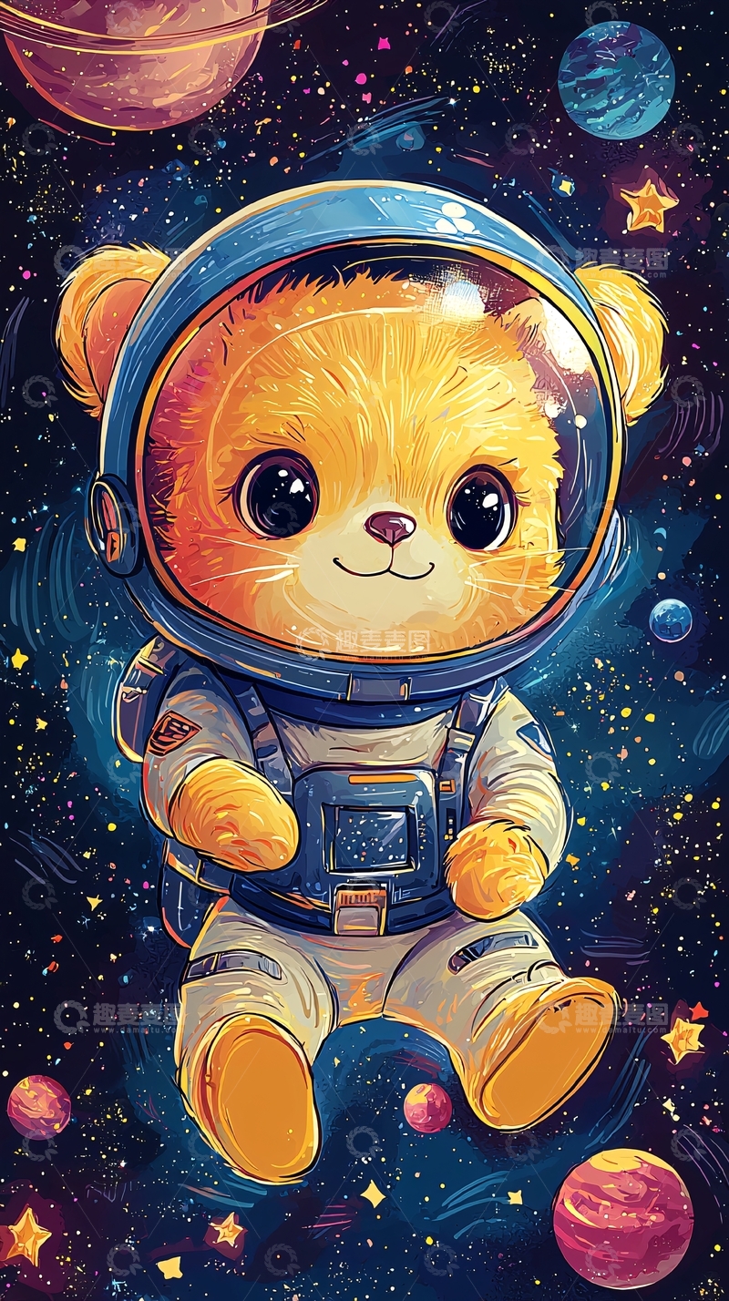 高清大图下载【趣麦麦图】太空宇航员泰迪熊