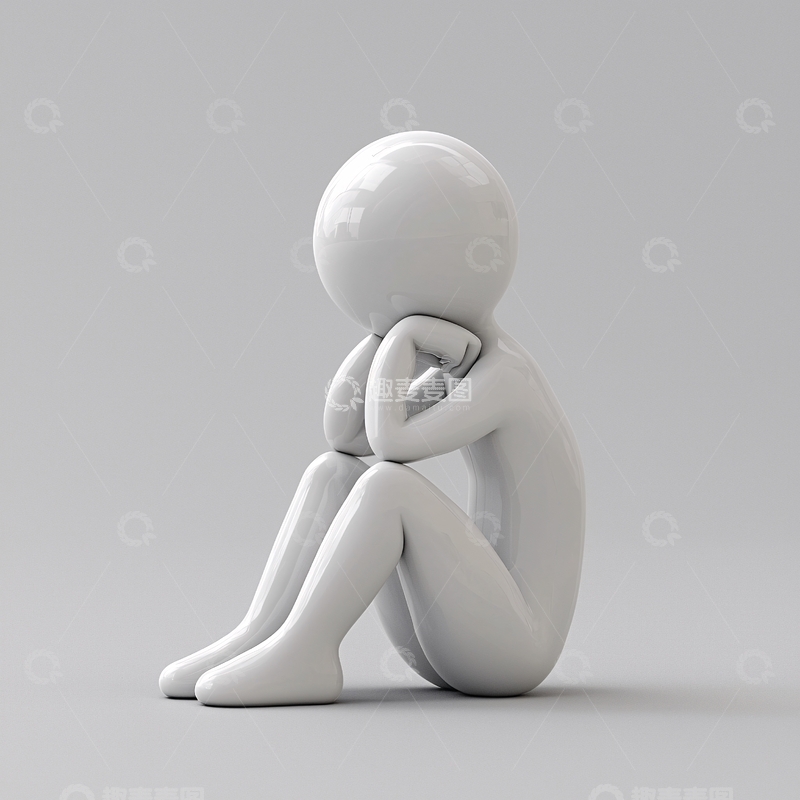 高清大图下载【趣麦麦图】忧伤的白色卡通人物