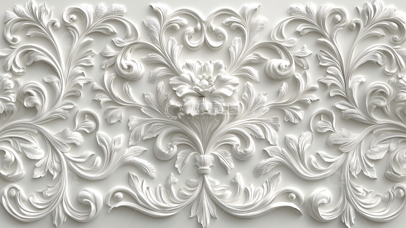 高清大图下载【趣麦麦图】白色浮雕花卉图案