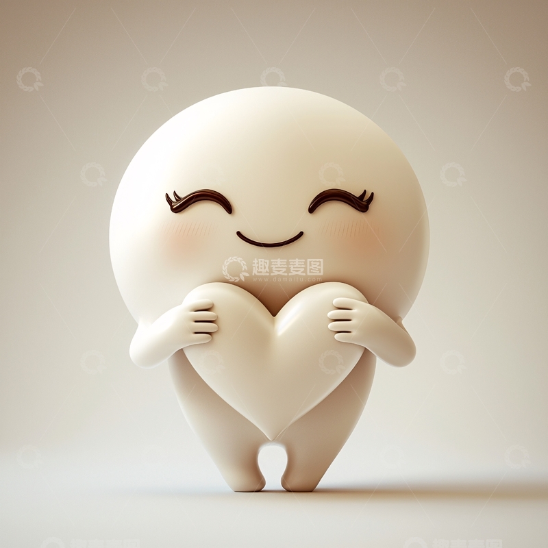 高清大图下载【趣麦麦图】可爱卡通人物抱心