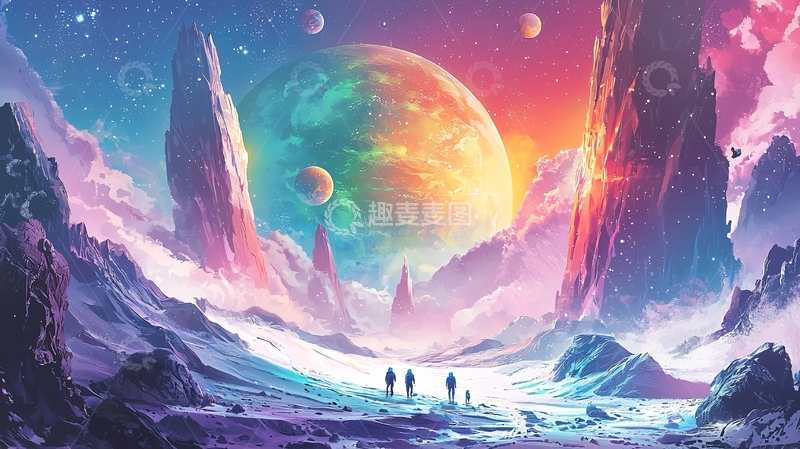 高清大图下载【趣麦麦图】梦幻星球奇幻雪山