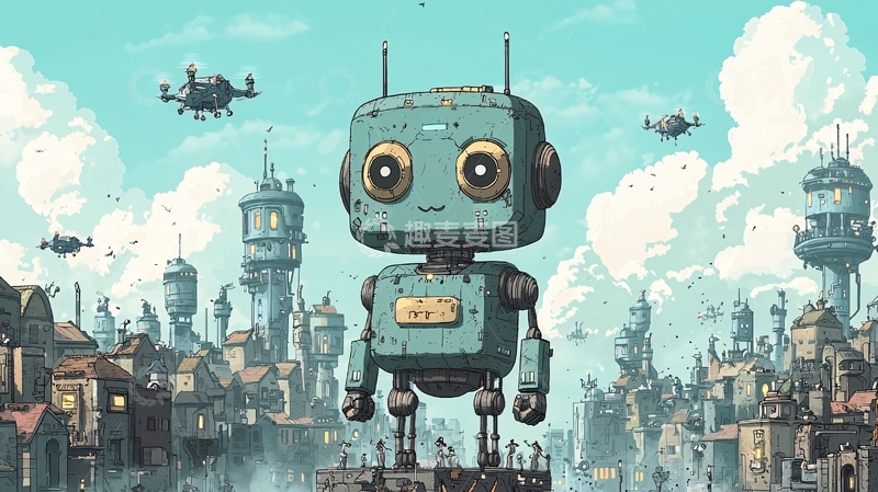 高清大图下载【趣麦麦图】复古机器人