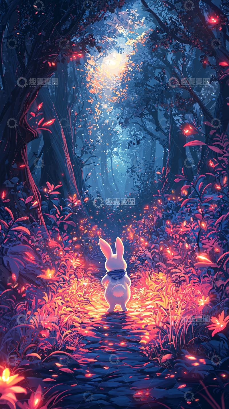 高清大图下载【趣麦麦图】梦幻森林小兔