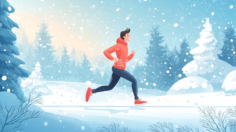 高清大图下载【趣麦麦图】冬季跑步