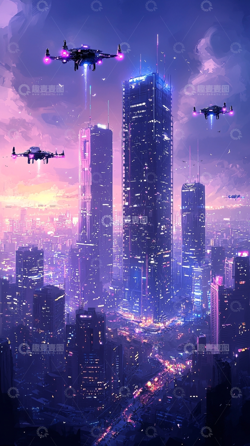 高清大图下载【趣麦麦图】未来都市夜景346