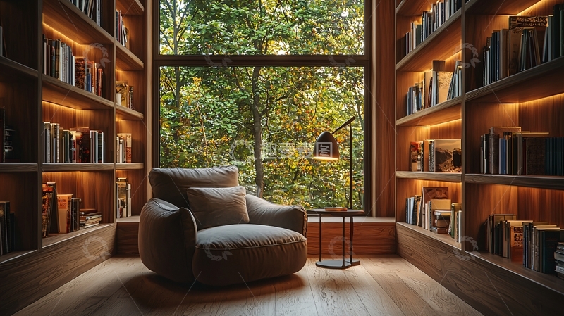 高清大图下载【趣麦麦图】落地窗书房阅读椅