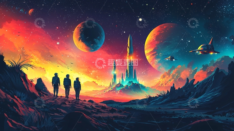 高清大图下载【趣麦麦图】太空奇幻星球风景