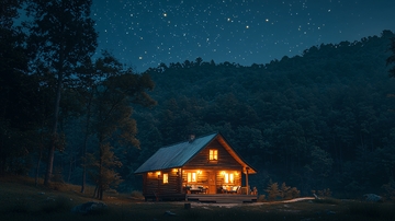 星空下的木屋