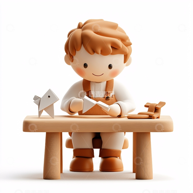 高清大图下载【趣麦麦图】可爱卡通男孩折纸