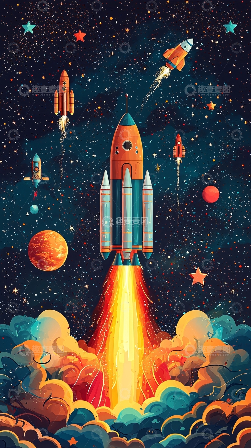 高清大图下载【趣麦麦图】宇宙飞船发射升空