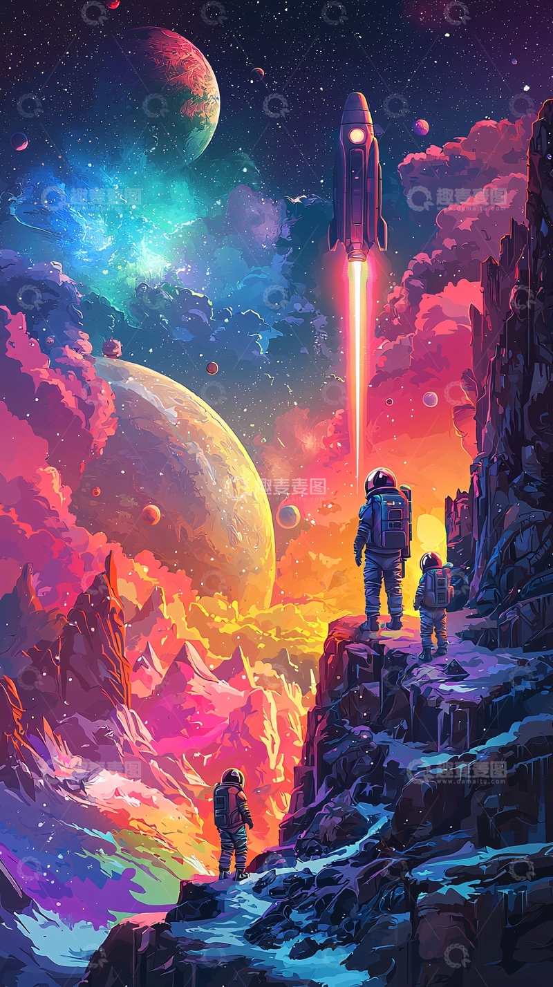 高清大图下载【趣麦麦图】宇宙飞船发射