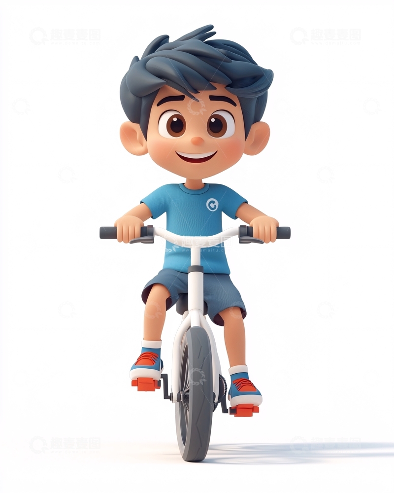 高清大图下载【趣麦麦图】骑自行车的小男孩