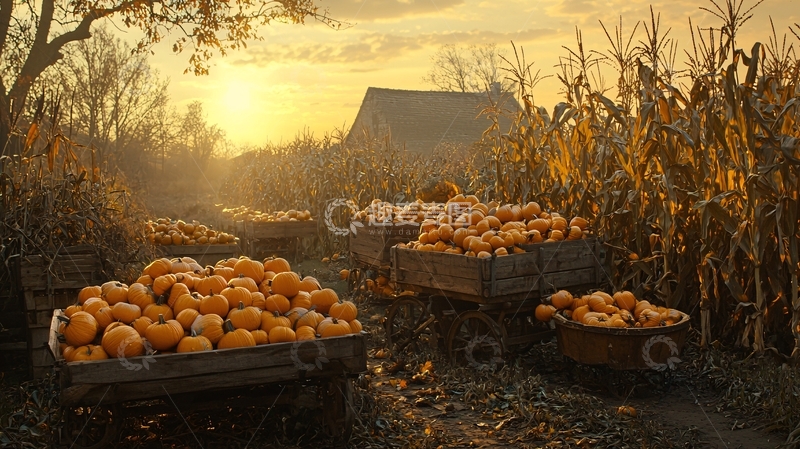 高清大图下载【趣麦麦图】秋日农场南瓜丰收