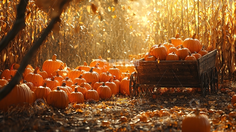 高清大图下载【趣麦麦图】秋日南瓜丰收景象